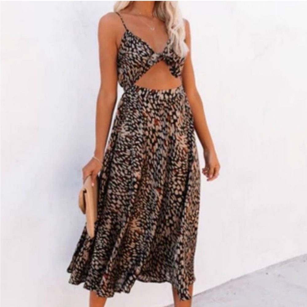 Vici Black and Orange Patterned Dress